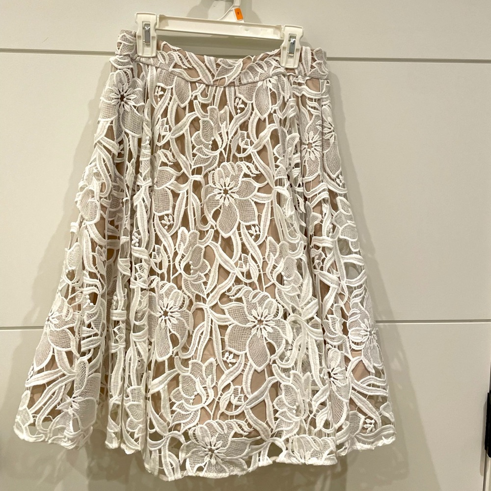 Alice+Olivia  cream lace with nude lining skirt for sale